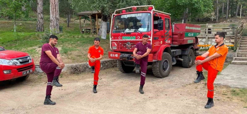Kütahya’da yangın işçilerine fiziksel hazırlık eğitimi
