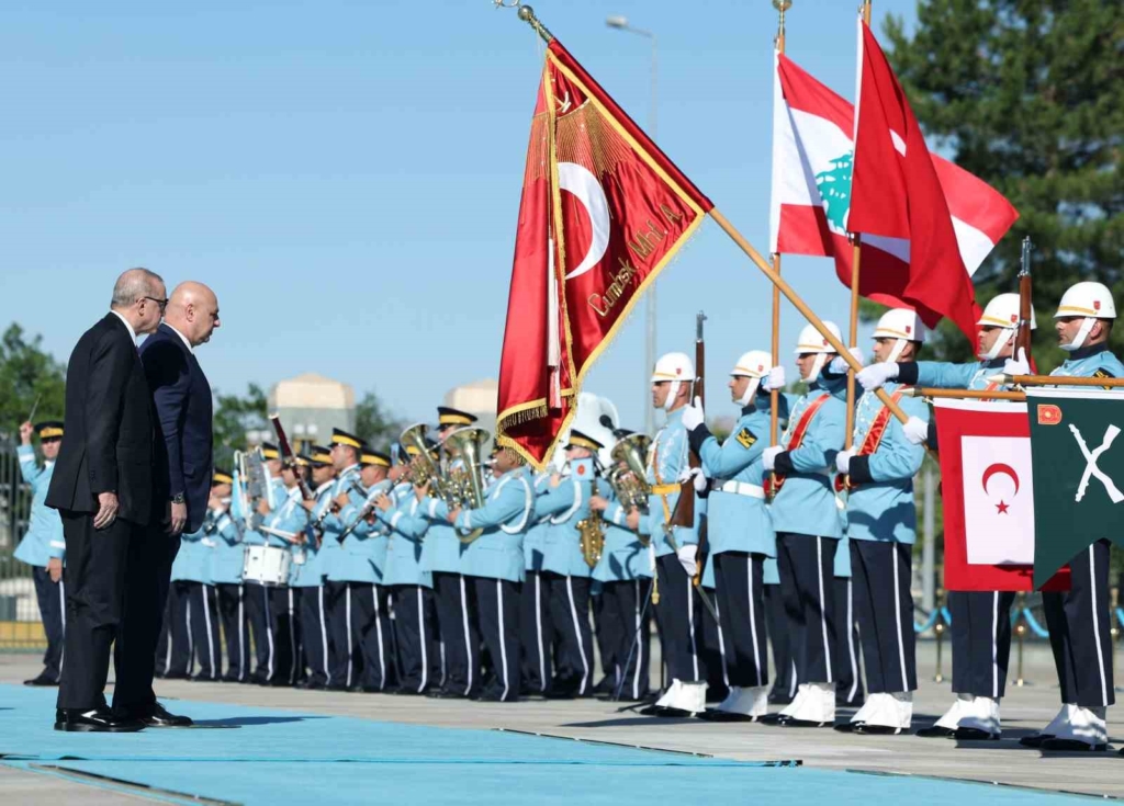Cumhurbaşkanı Erdoğan, Lübnan Cumhurbaşkanı Avn’i törenle karşıladı