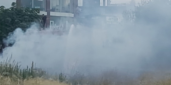 Boş arazide çıkan yangın bahçeye sıçramadan söndürüldü