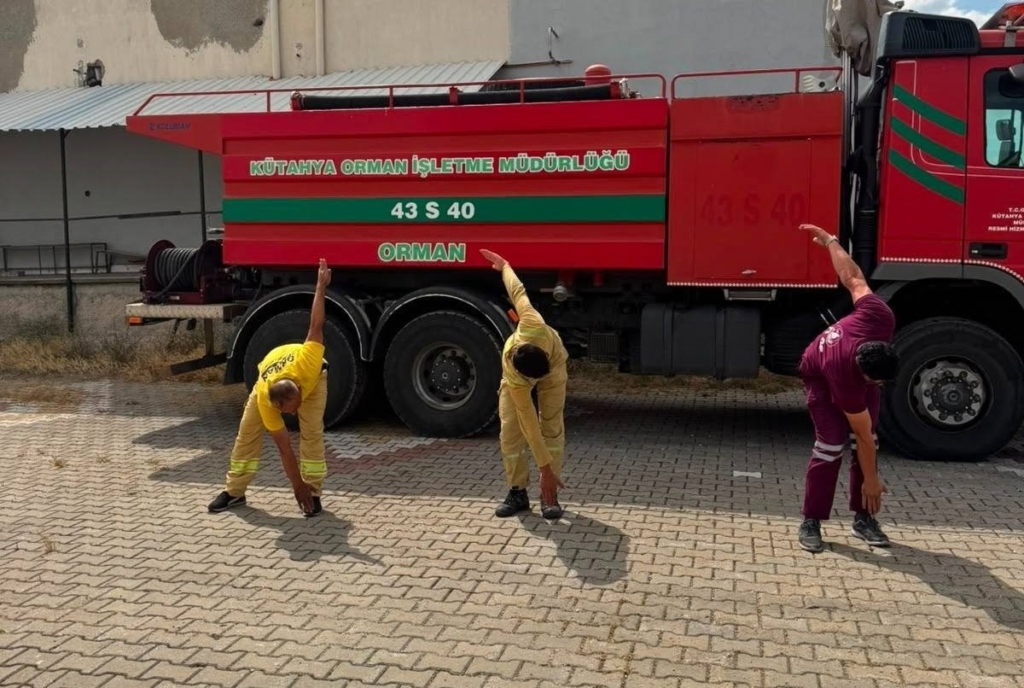 Kütahya’da yangın işçilerine fiziksel hazırlık eğitimi