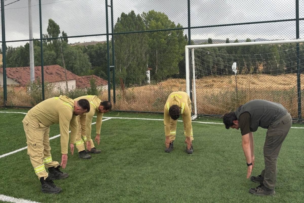 Kütahya’da yangın işçilerine fiziksel hazırlık eğitimi
