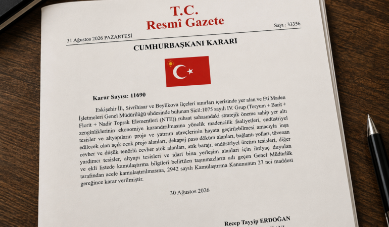 Eskişehir’de Nadir Toprak Elementleri İçin Acele Kamulaştırma