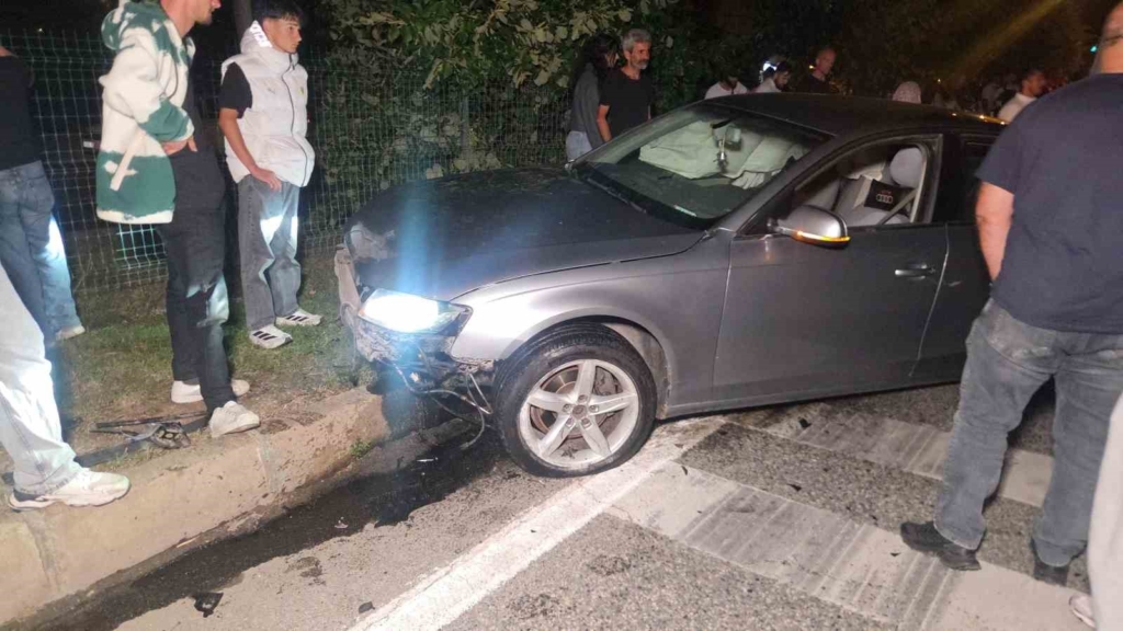 Kazadan kaçarken orta refüje çıkıp ağaca çarptı