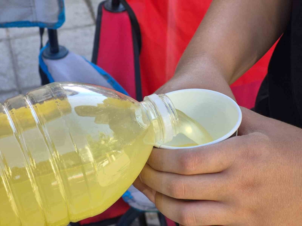 Okul harçlığını çıkarmak isteyen çocuklar limonata satarak aile bütçelerine katkı sağlıyor