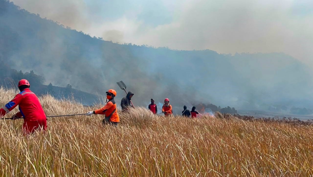 Endonezya’daki Bromo Dağı Milli Parkı’nda günlerdir süren yangın söndürülemiyor