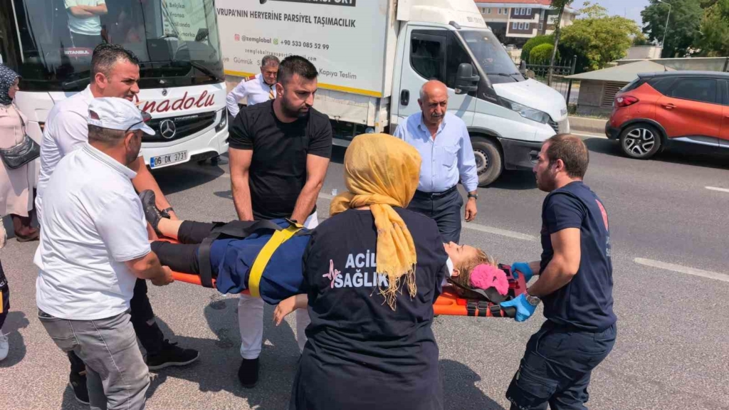 Yolcu otobüsünün çarptığı kadın ağır yaralandı