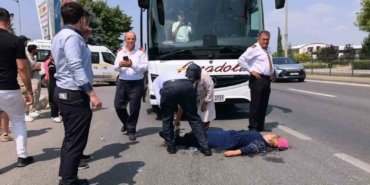 Yolcu otobüsünün çarptığı kadın ağır yaralandı