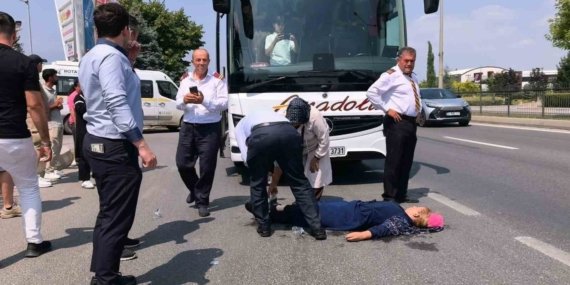 Yolcu otobüsünün çarptığı kadın ağır yaralandı