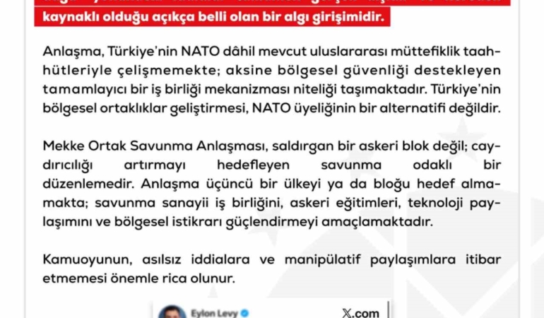 DMM: Mekke Ortak Savunma Anlaşması’nın NATO’nun 5. maddesiyle çeliştiği iddiası gerçek dışı