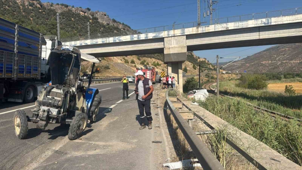 LPG tırı ile traktör çarpıştı: 1’i ağır 2 yaralı