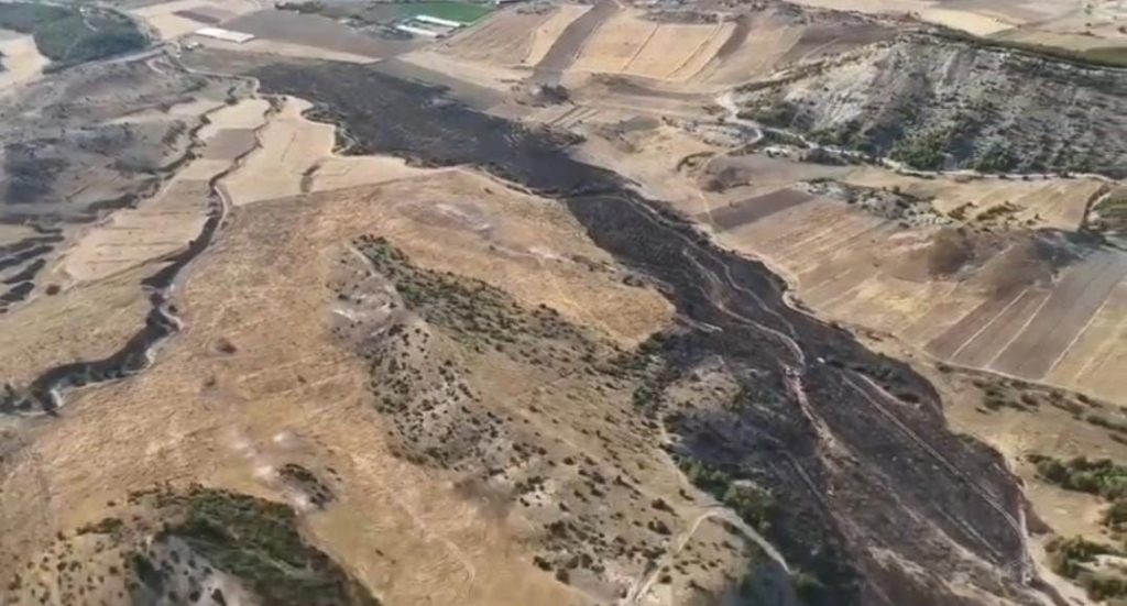 Ankara’da tarım arazisinde çıkan yangın ormana sıçramadan söndürüldü