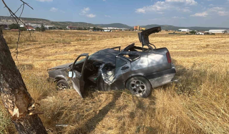 Tavşanlı’da otomobil takla attı: 1 yaralı