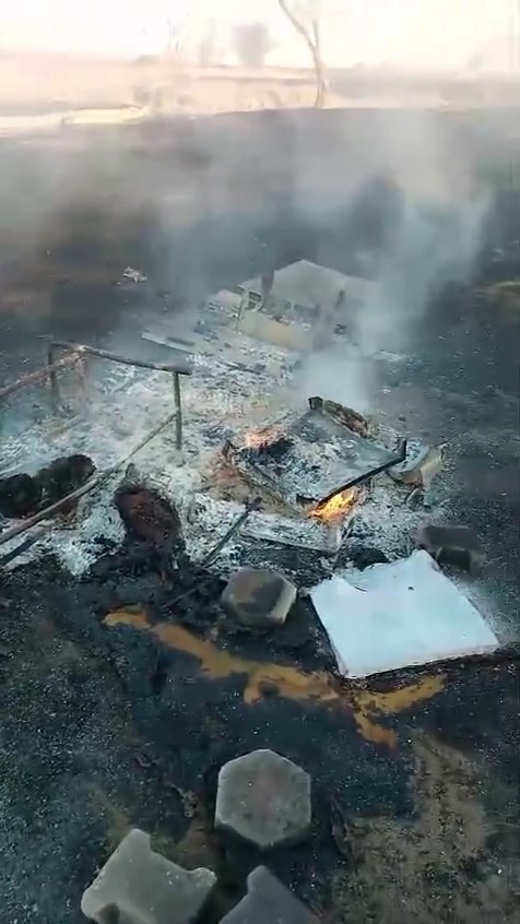 Arılıkta çıkan yangında çok sayıda arı telef oldu