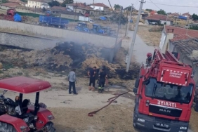 Eskişehir’de saman balyaları yandı