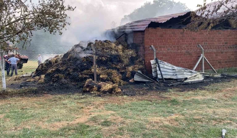 Bursa İnegöl’de samanlık yangını 1 saatte söndürüldü
