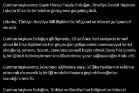 Cumhurbaşkanı Erdoğan, Brezilya Devlet Başkanı Silva ile telefonda görüştü