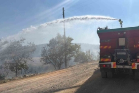 Bilecik’te devrilen elektrik direği yangına neden oldu