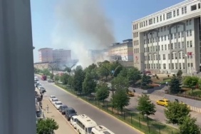 Adliye bahçesinde yangın çıktı