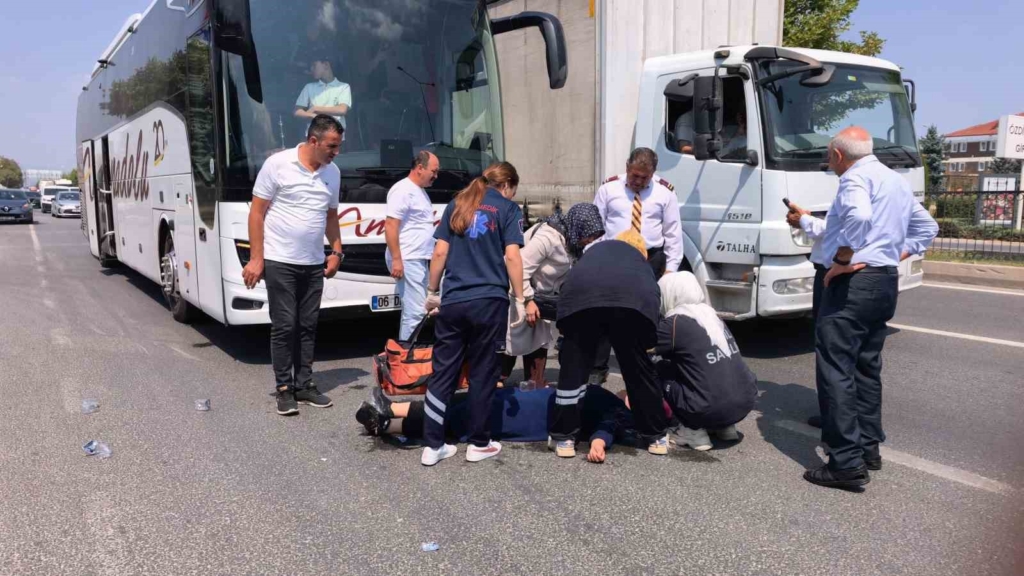 Yolcu otobüsünün çarptığı kadın ağır yaralandı