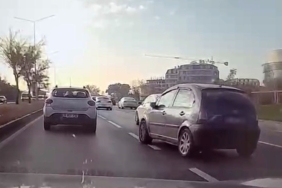 Çevre yolunda tehlikeli manevra kamerada