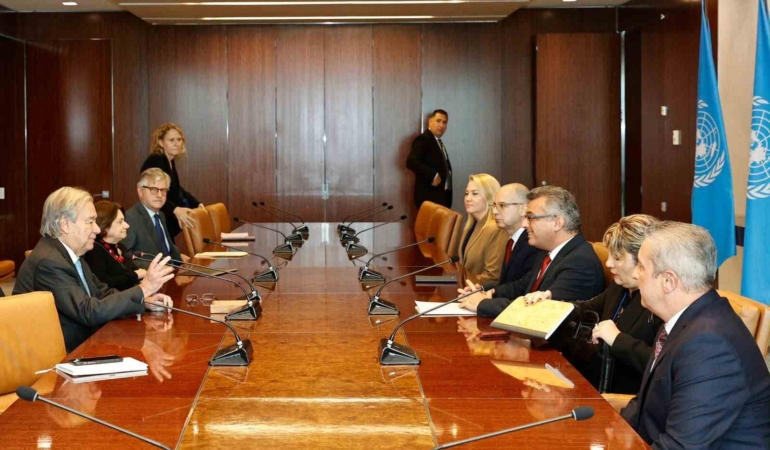 KKTC Cumhurbaşkanı Erhürman, BM Genel Sekreteri Guterres ile bir araya geldi
