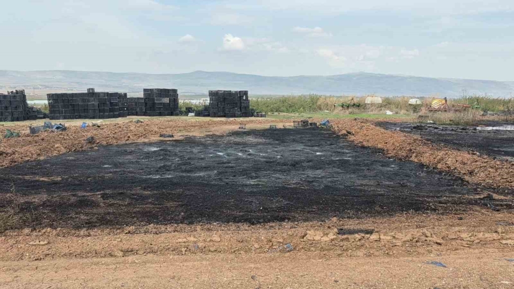 Eskişehir’de çıkan yangında binlerce plastik kasa yandı
